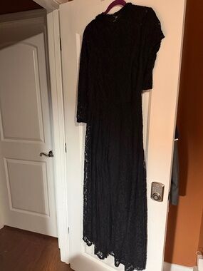 Ashley Stewart Black Lace Jumpsuit with Long Sleeves